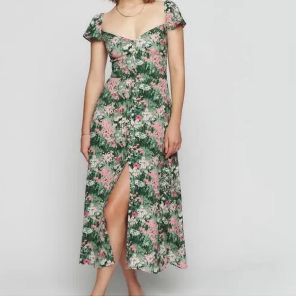 Floral Green and Pink Women's Dress